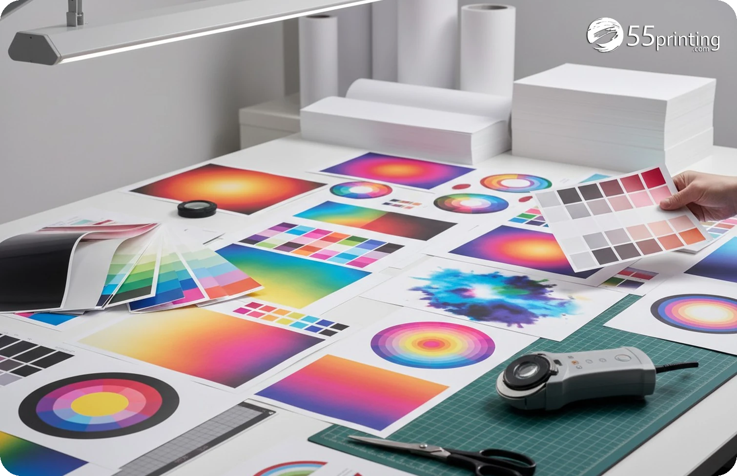 A first proof compares source artwork, separate assets, product template, and the named review questions