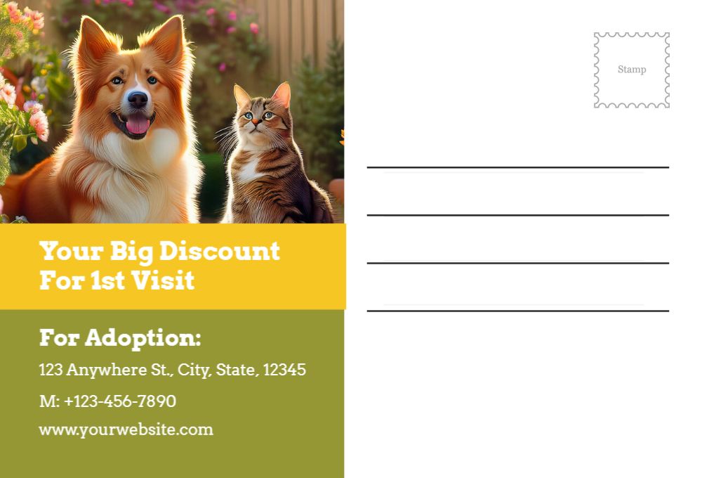 Animal Pets Rush Postcards Printing template preview 35