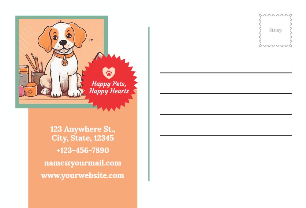 Animal Pets Rush Postcards Printing template preview 53