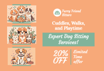 Animal Pets Rush Postcards Printing template preview 23