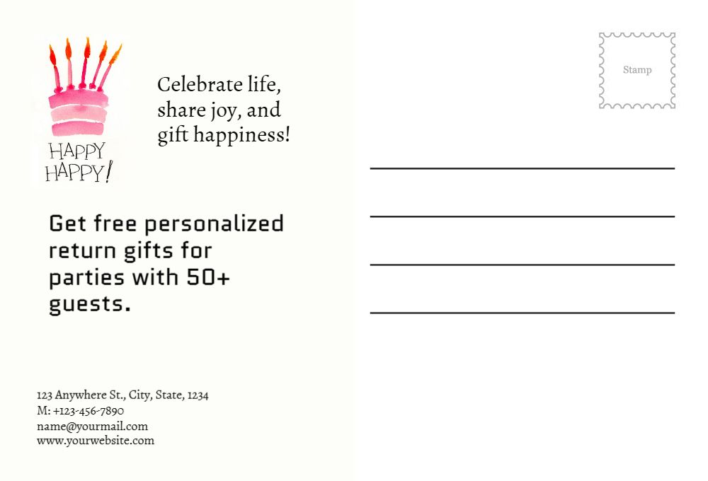 Happy Birthday Postcard Printing template preview 41