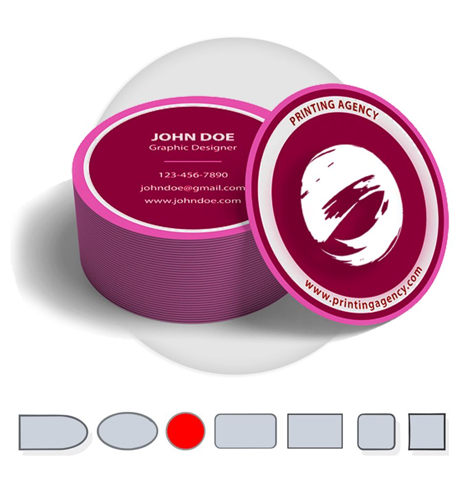 Computer Circle Shape Business Cards Print template preview 1