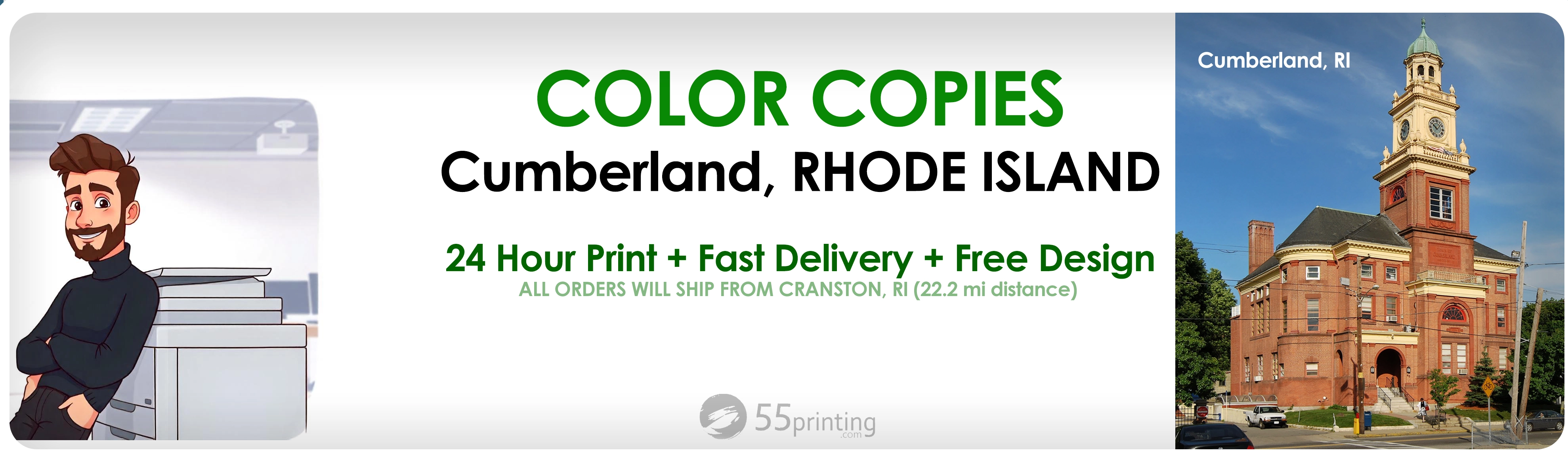 Color copy printing example for Cumberland, RI Express Printing - 1-Day Color &amp; Black &amp; White Copies That Impress