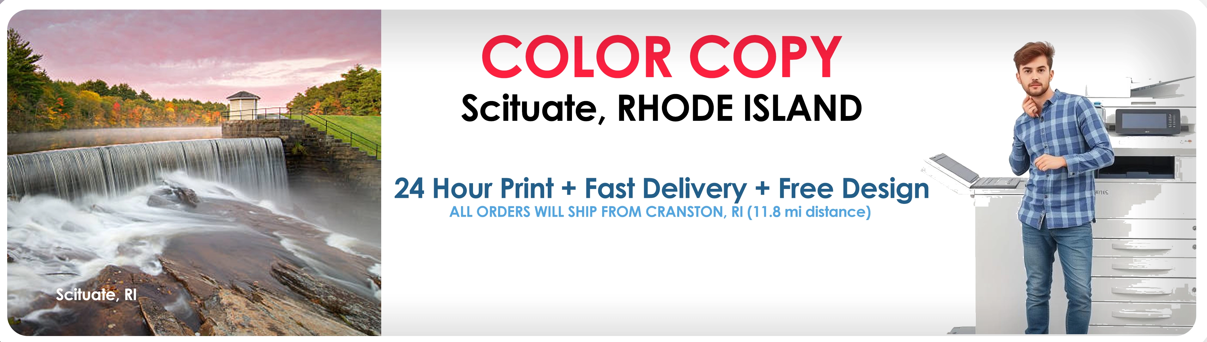Fast Color Copies for Scituate, RI – 1-Day Delivery from Cranston!