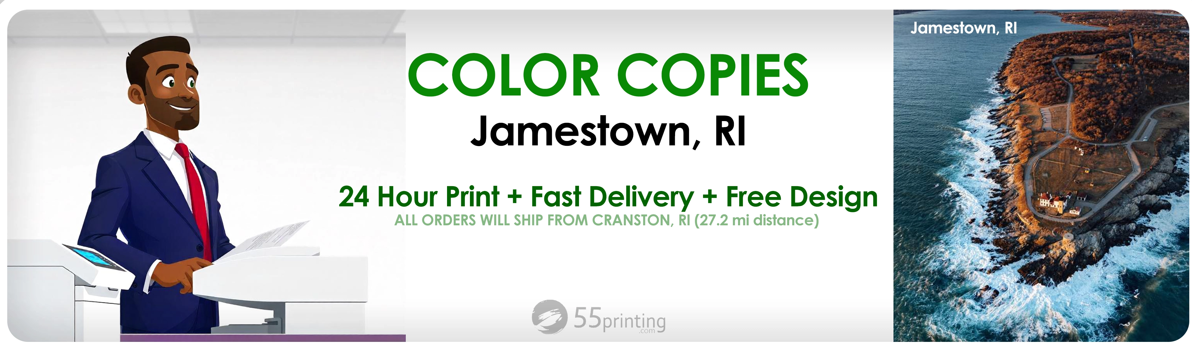Jamestown, RI Express Printing – 1-Day Color & B/W Copies That Impress