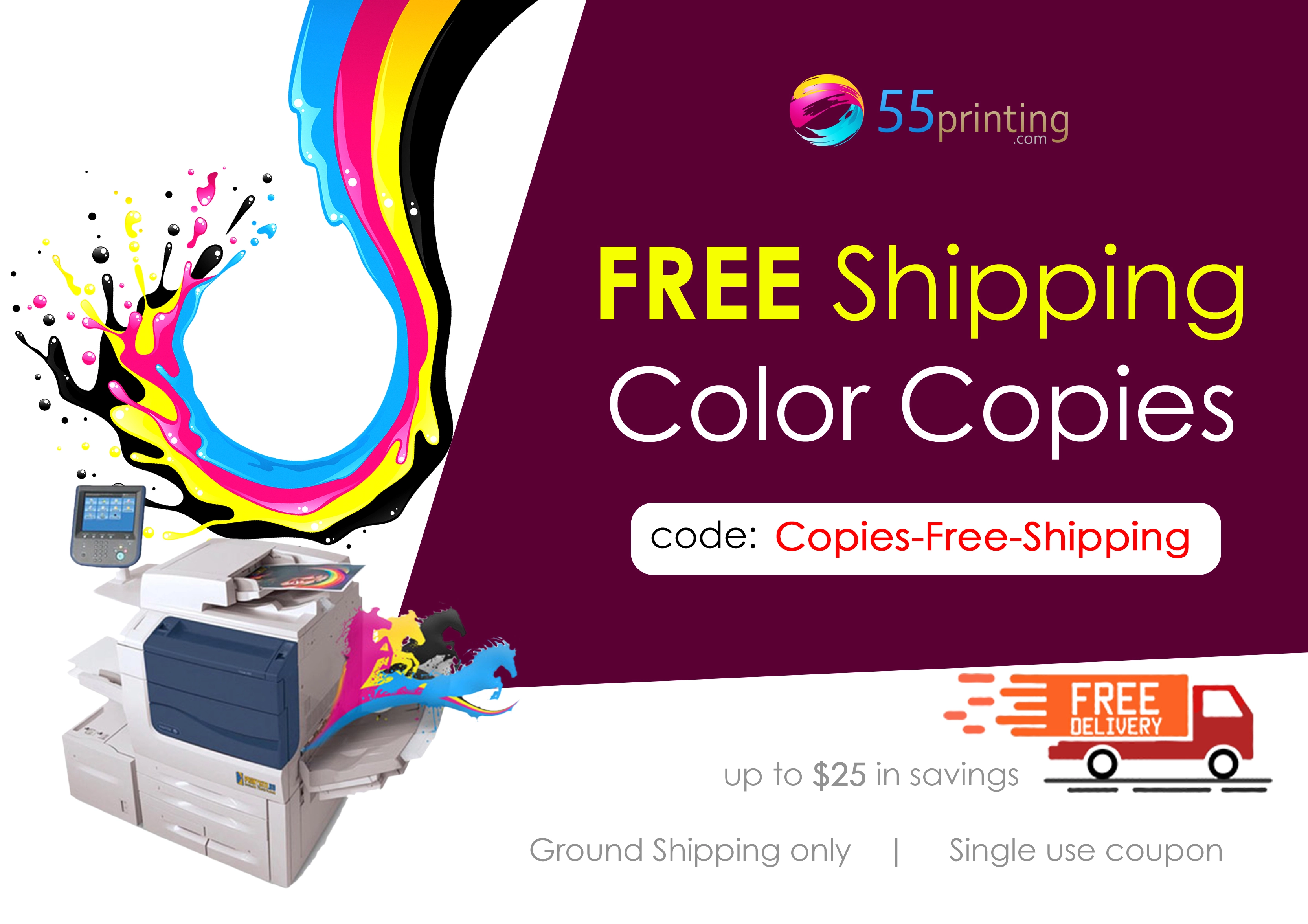 Color and black and white copies ordered online with shipping included in the quote